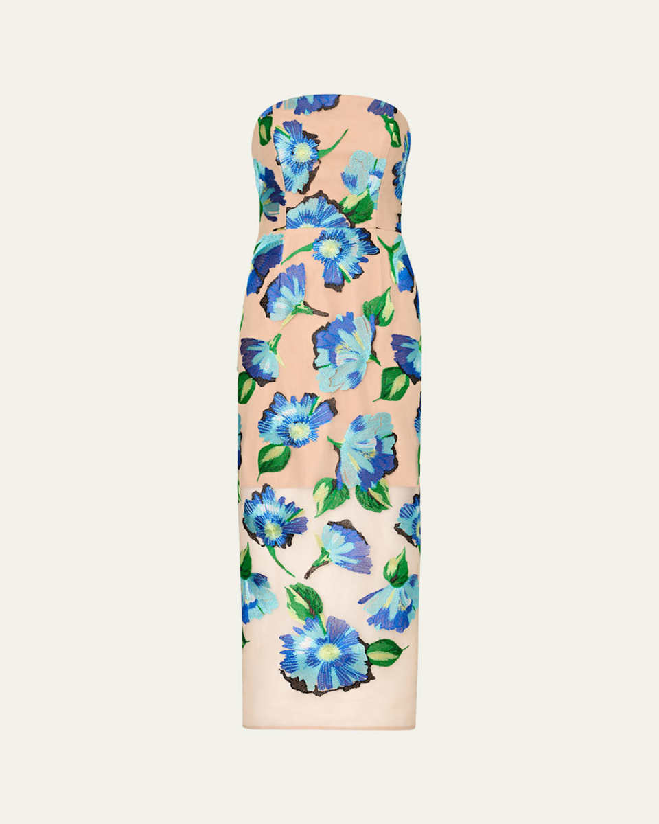 Pictorial Poppy Embroidered Midi Dress